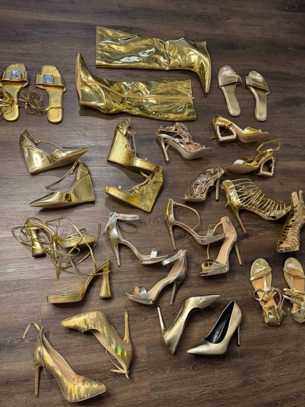 Gold Wedge Sandals for Women - Strappy Metallic Platform - Picture 12 of 12